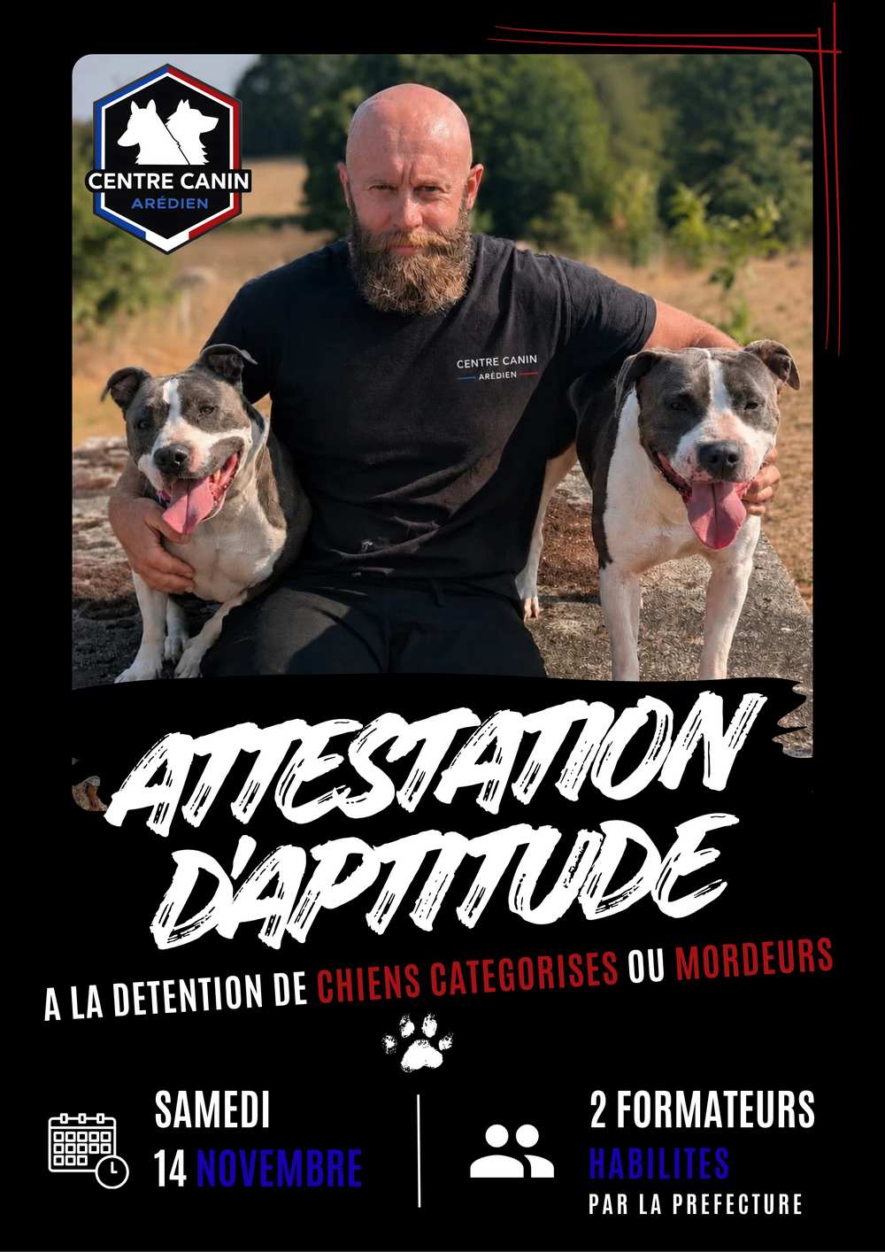 formation attestation aptitude chiens categorie 1 et 2